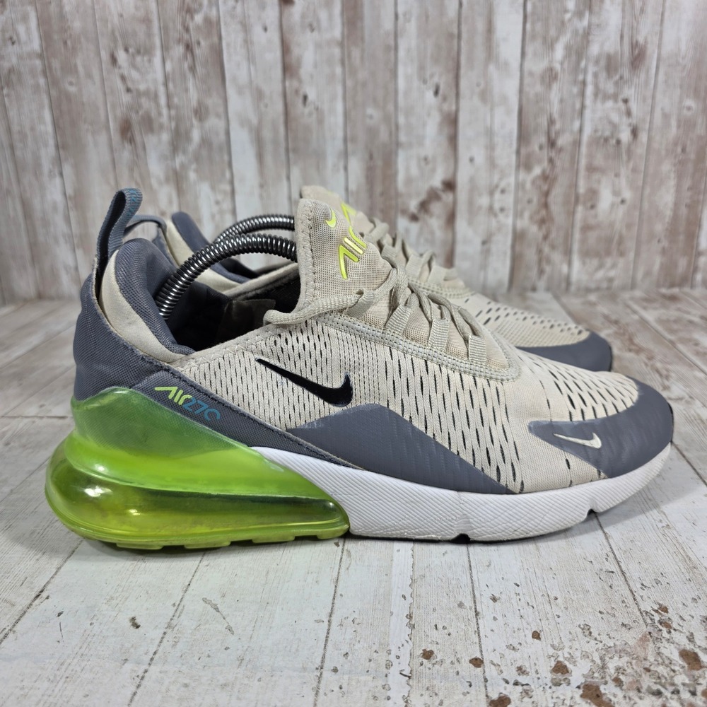 Nike Air Max 270 Light Bone Volt Grey Mens Running Shoes 943345-030 Size 9.5